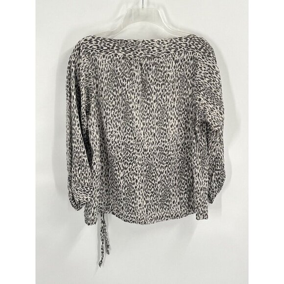 All Saints Animal Print Long Sleeve Cotton Blouse Sz S Boat Neck - Picture 4 of 6